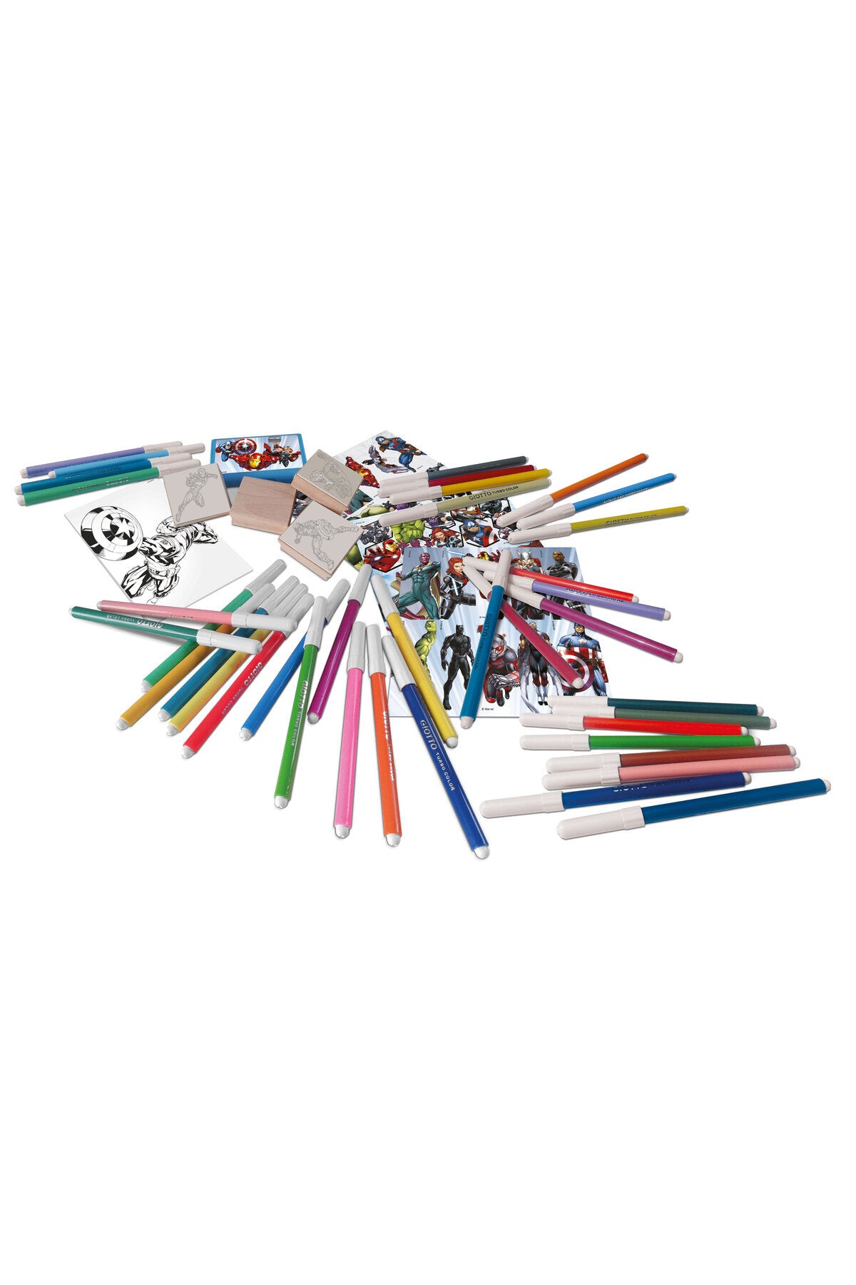 Marvel Avengers Giant Art Set for Kids – 86x54cm Case with 60 Felt Pens, 10 Pencil Crayons, 10 Wax Crayons, 6 Stamps, Ink Pad, Coloring Book, Notebook & 30 Stickers