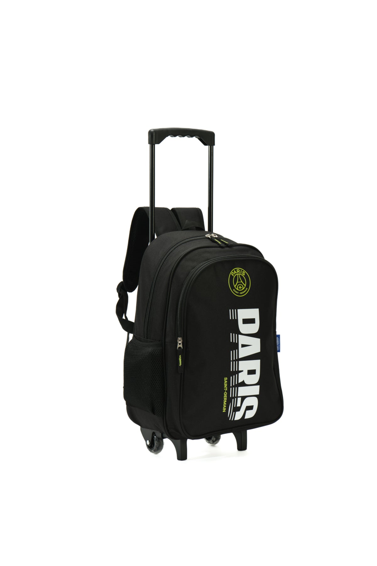 Paris Saint Germain 3-Piece Trolley Backpack Set for Boys Kids & Teens – PSG Football School Bag with Lunch Bag & Pencil Case, 2 Zipper Compartments, Black/Green