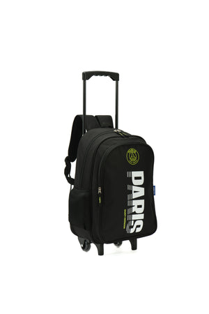 Paris Saint Germain 3-Piece Trolley Backpack Set for Boys Kids & Teens – PSG Football School Bag with Lunch Bag & Pencil Case, 2 Zipper Compartments, Black/Green