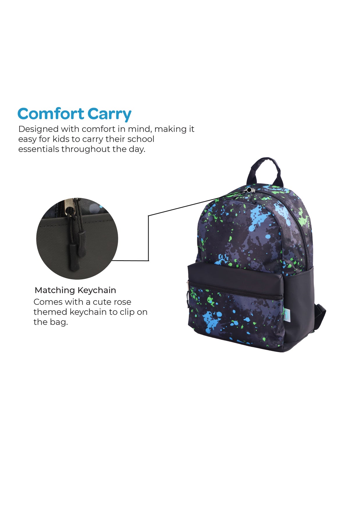 MOON  3 in 1 Kids Backpack  Set   - (17-Inch) Premium Kids School Bag with Lunch Bag & Pencil Case-Black