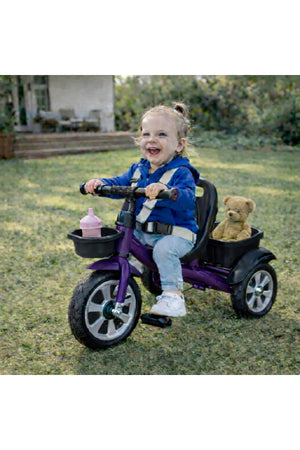 StarMarz Toddler 3-Wheel Tricycle Ride-On Toy with Safety Seat, Cup Holder & Rear Storage Basket - Purple