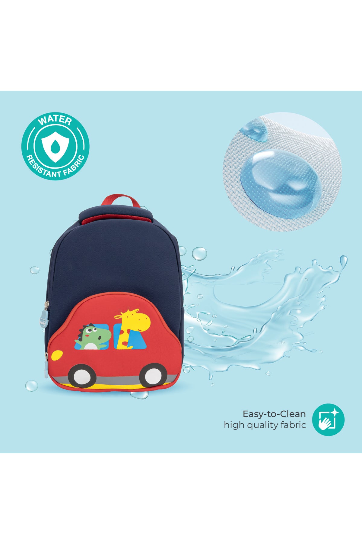 MOON Kids Backpack  – Comfy 3D Design,Padded Straps, Waterproof-Perfect for Preschool, Nursery, Snacks & Lunchbox-Car