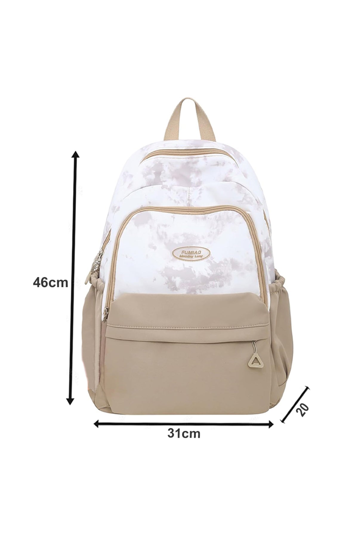 Star Babies School Bag 16-inch solid printed Backpack  - Beige