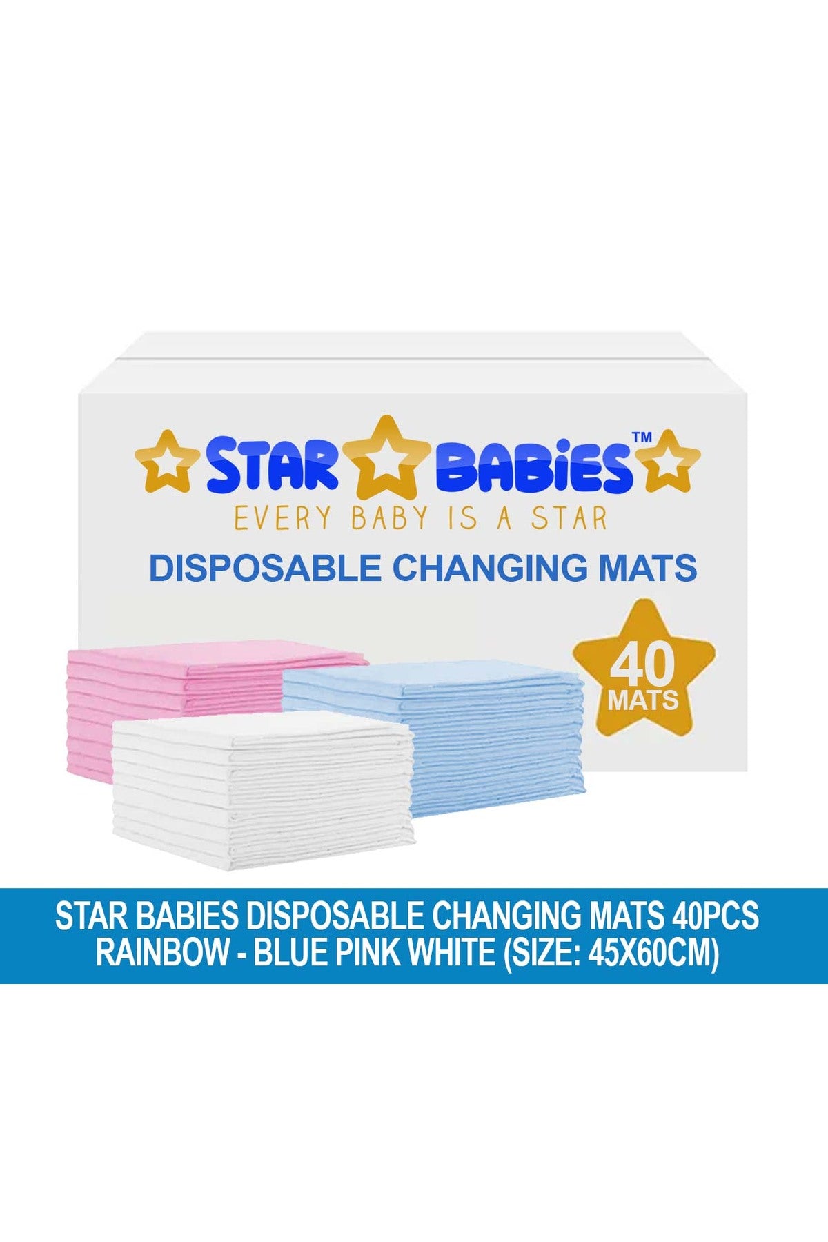 Star Babies Disposable Changing Mats Rainbow Large - Pack of 40