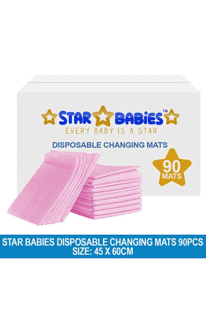 Star Babies - Disposable Changing Mat - L - 45 X 60 cm - 90pcs - Pink