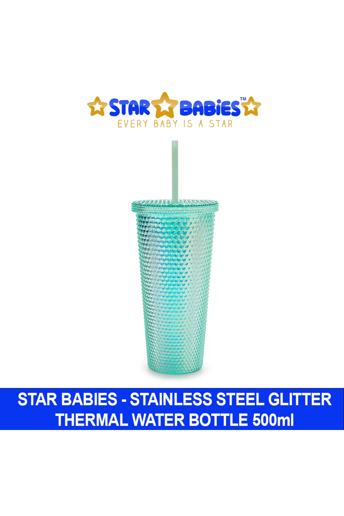 Star Babies Rhinestone Bling Bottle Glitter Diamond Bottle with Lid and Straw Rhinestones Tumbler Stainless Steel Glitter Thermal Water Bottle 750ml