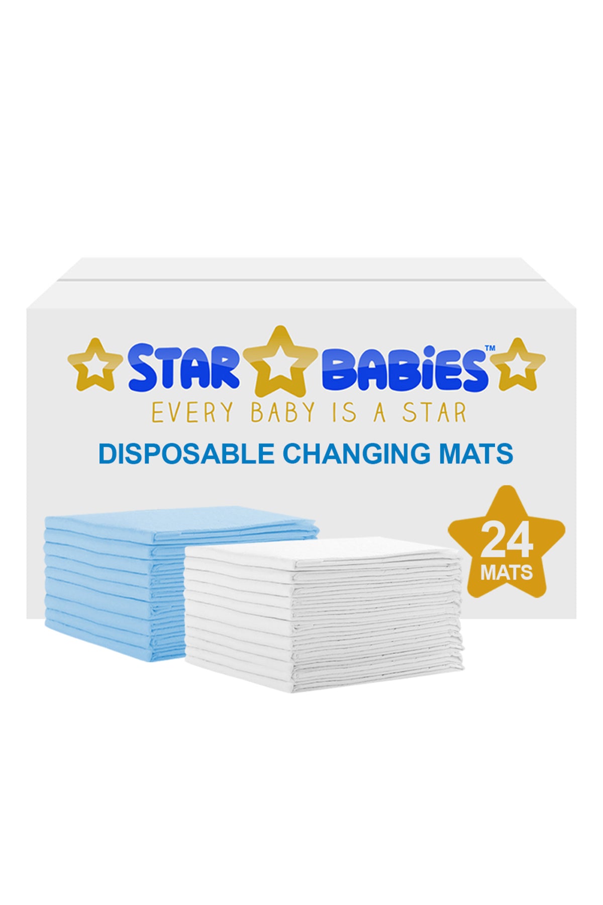 Star Babies - Disposable Changing mats (45x60cm) Large, Pack of 24 - Assorted