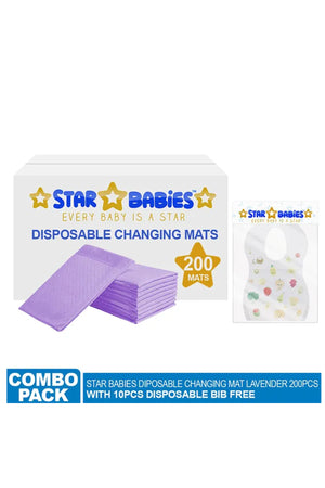 Star Babies - Disposable Changing Mat 200pcs & Disposable Bibs 10pcs