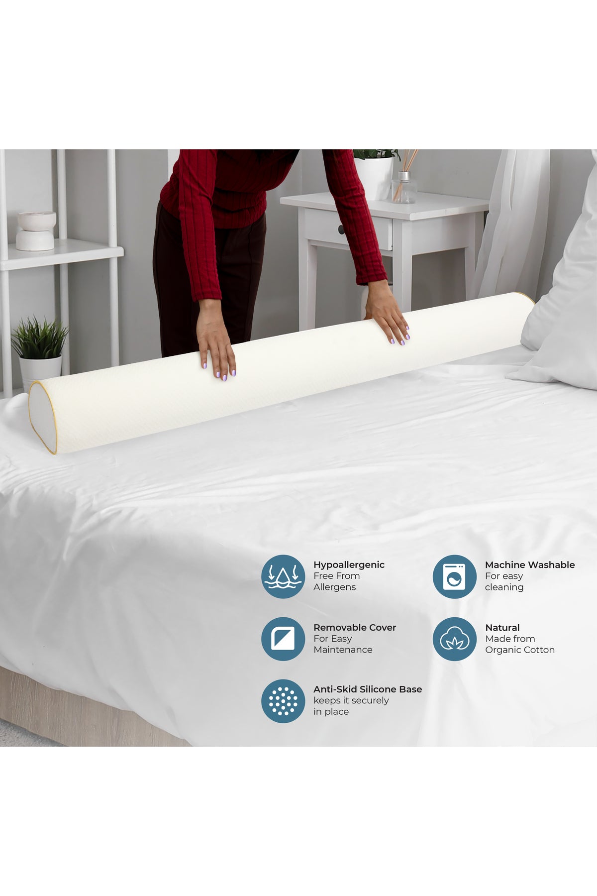 MOON Organic Toddler Half Moon Bed Bumper –Pack of 2 – White