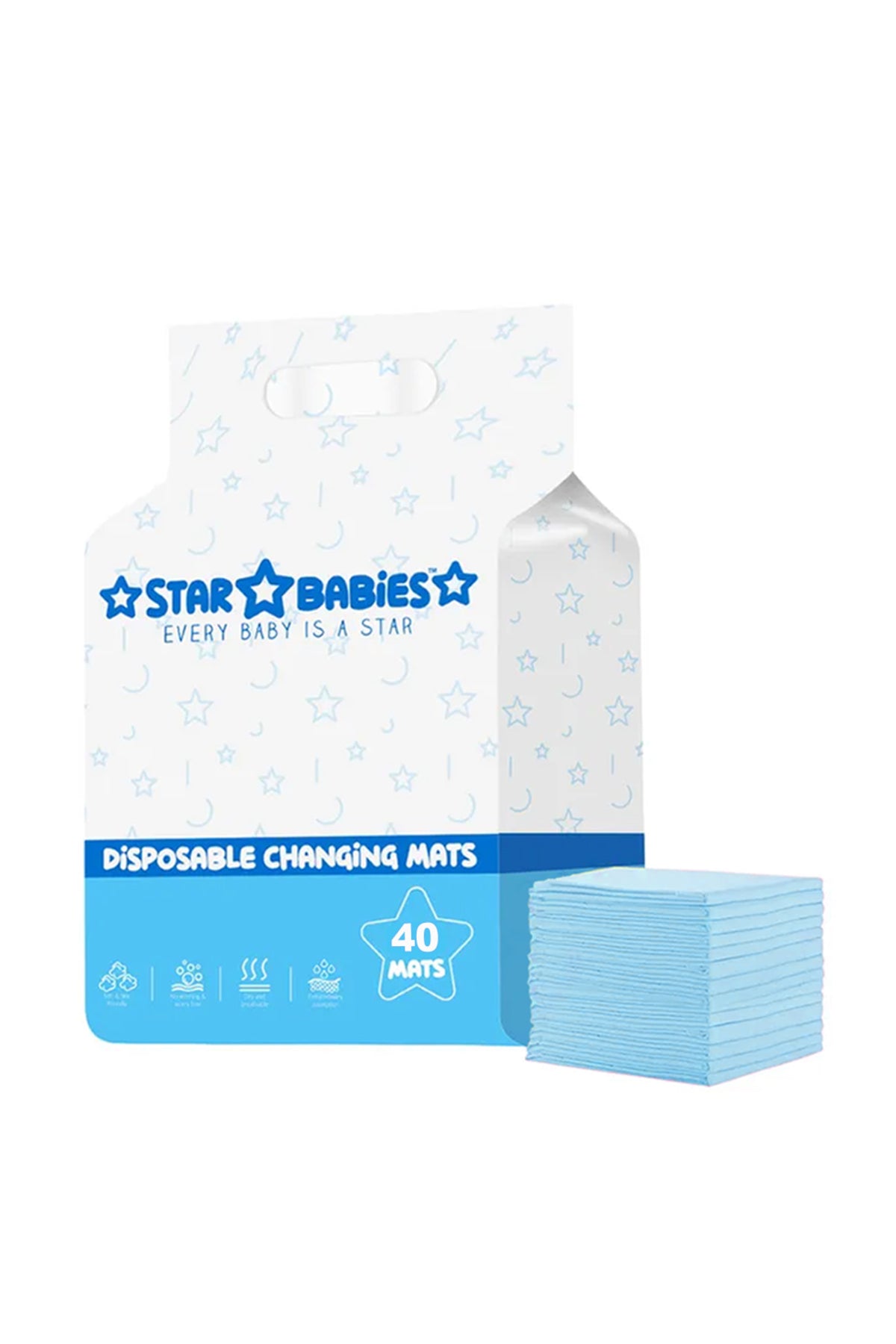 Star Babies - Disposable Changing Mats - Blue - 33x45 cm - 40 Pcs