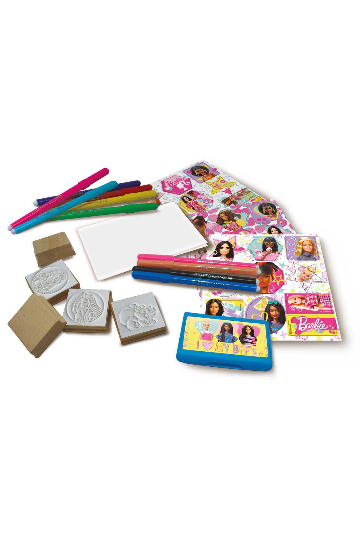 Multiprint Barbie Greeting Card Maker – Includes 30 Stickers, 20 Cards, 10 Markers, 5 Stampers & 1 Ink Pad – DIY Card Craft Set for Kids