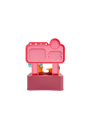 Galaxy Mini Dining Table Kitchen Playset with Window Box, Wheat Pink Pretend Play Cooking Set with Utensils and Food Accessories, Kids Role Play Kitchen Toy for Girls and Boys