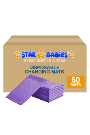 Star Babies - Disposable Pack Of 60 Changing mats (45x60cm) Large, - Lavender