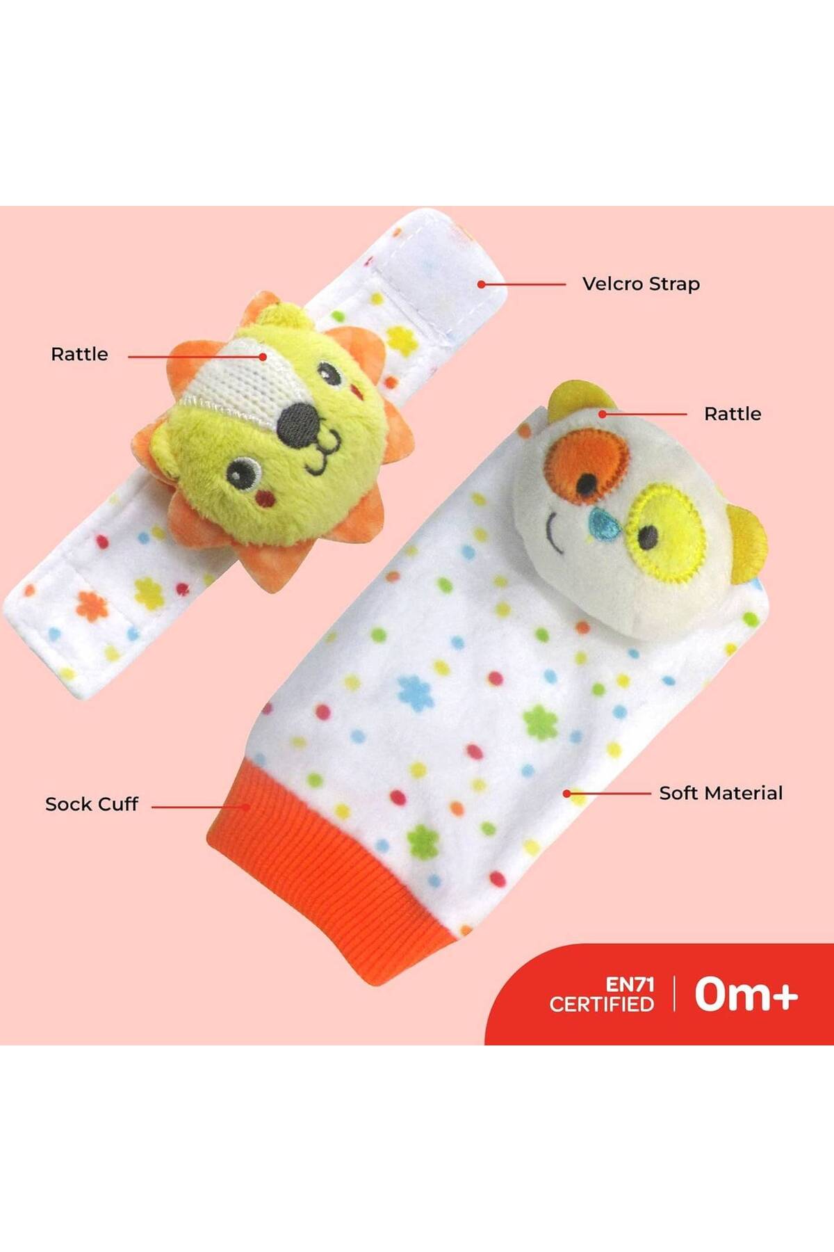MOON Foot and Wrist Rattle ,Set of 4 -Multi Color