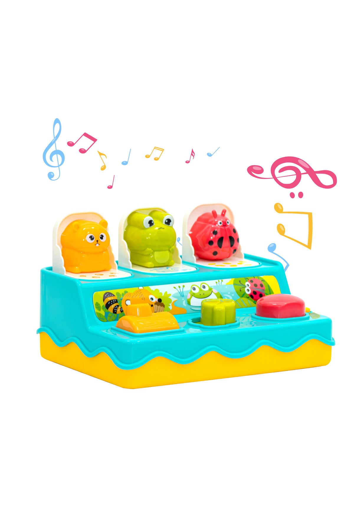 MOON Pop Up Animals Toy for Kids with Music, Sensory Toys Portable Baby Toys ,for 6-18 Month