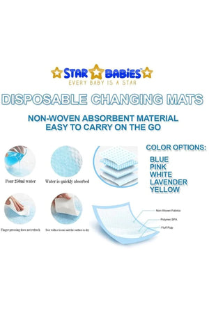 Star Babies White Disposable Changing Mats - Pack of 200 with 10pcs Ear Cover Free