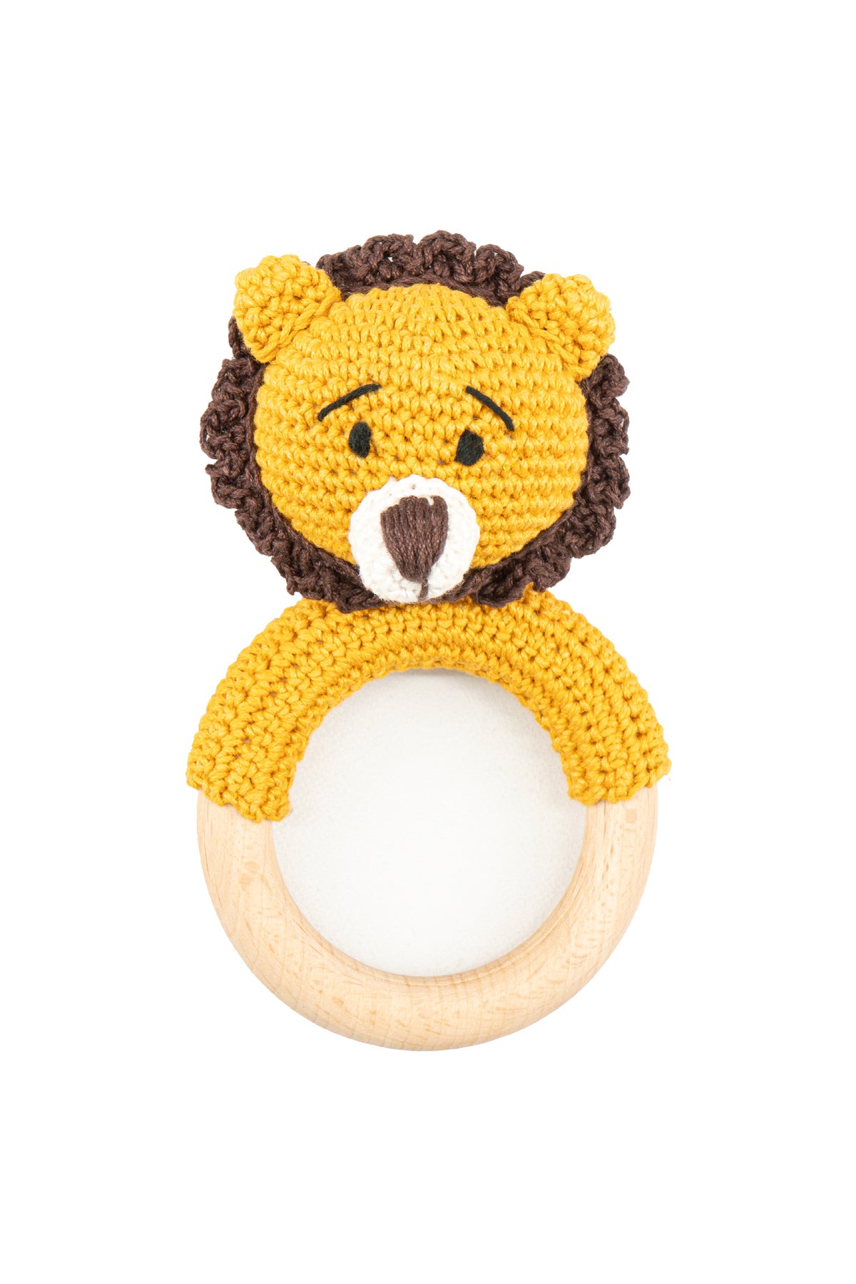 MOON Handcrafted Crochet Ring Rattle Toy-Lion