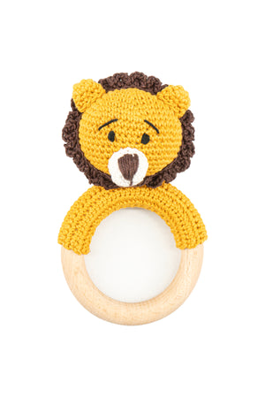 MOON Handcrafted Crochet Ring Rattle Toy-Lion