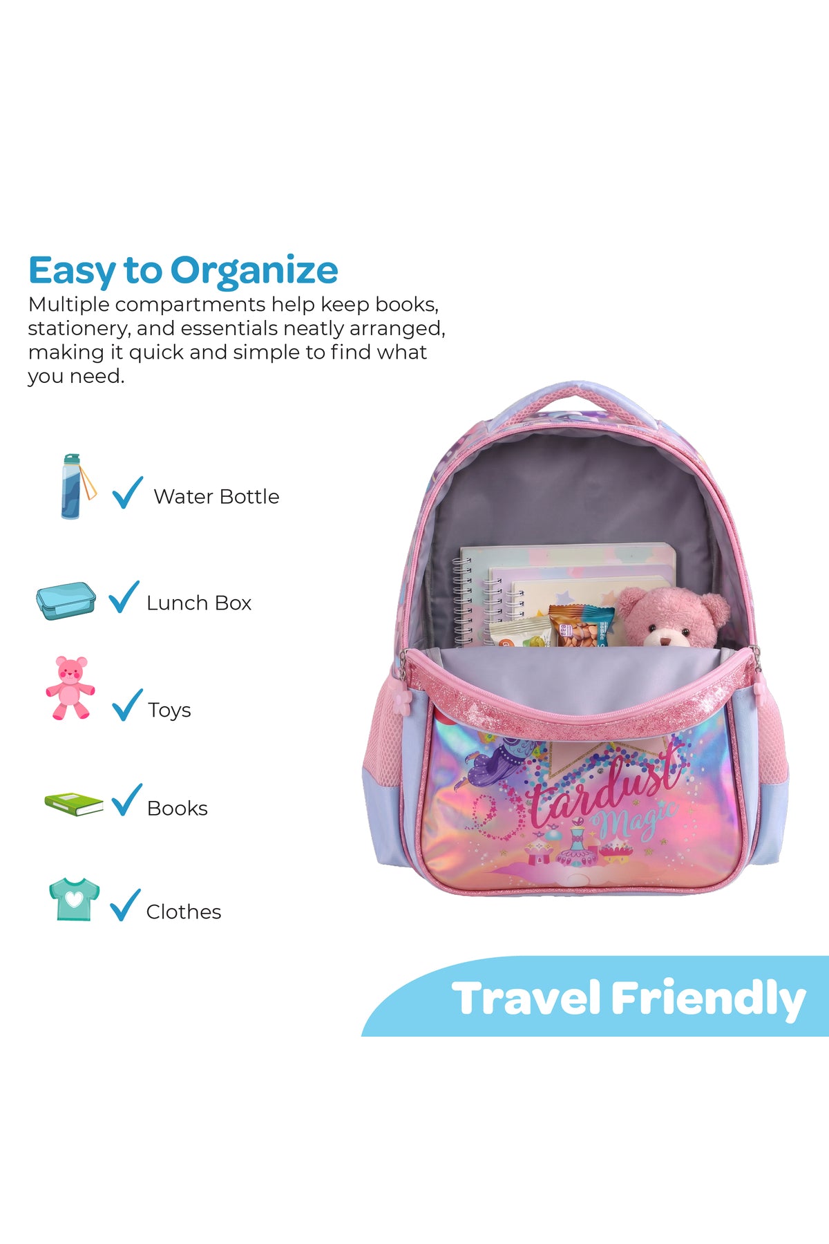 MOON Licensed  SHIMMER & SHINE  3 in 1 Kids Backpack Set  - (16-Inch) Premium Kids School Bag with Lunch Bag & Pencil Case-Pink&Blue