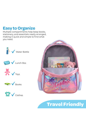 MOON Licensed  SHIMMER & SHINE  3 in 1 Kids Backpack Set  - (16-Inch) Premium Kids School Bag with Lunch Bag & Pencil Case-Pink&Blue