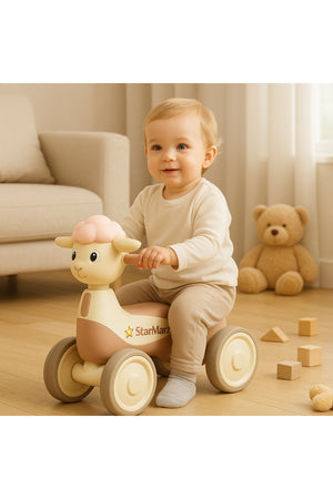 StarMarz Musical Animal Ride-On for Toddlers, Cute Sheep Design with Lights & Music, Smooth Wheels, Indoor Baby Ride-On Toy for Kids 1–4 Years - Pink