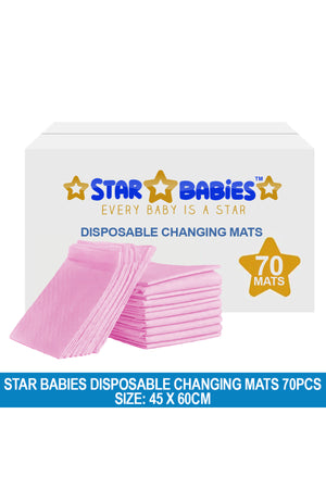Star Babies - Disposable Changing Mat - L - 45 X 60 cm - 70pcs - Pink