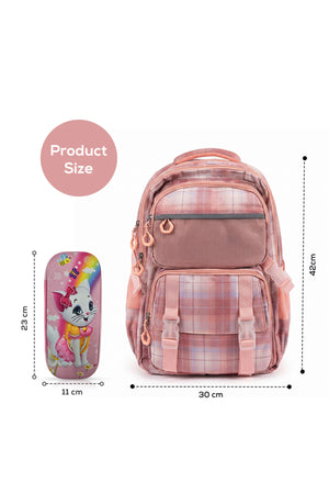 Cocobee Backpack with Adjustable Straps, Zipper Closure & Side Bottle Pocket – Pink, 15 Inches, 5 Years + Pencil Case for Girls