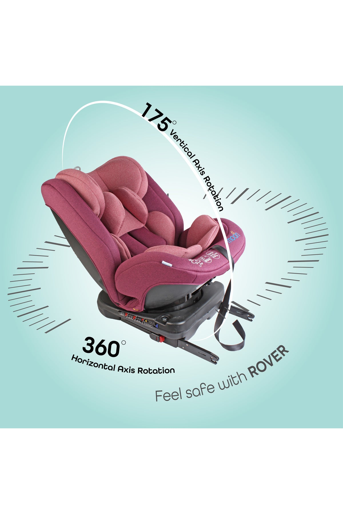 MOON Rover -Baby/Infant Car seat Group:(0+,1,2,3) (0-12 years) 360° Rotate - Pink