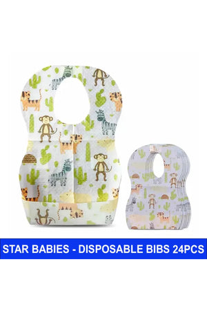 Star Babies - Disposable Bibs - Pack Of 24 - Animal