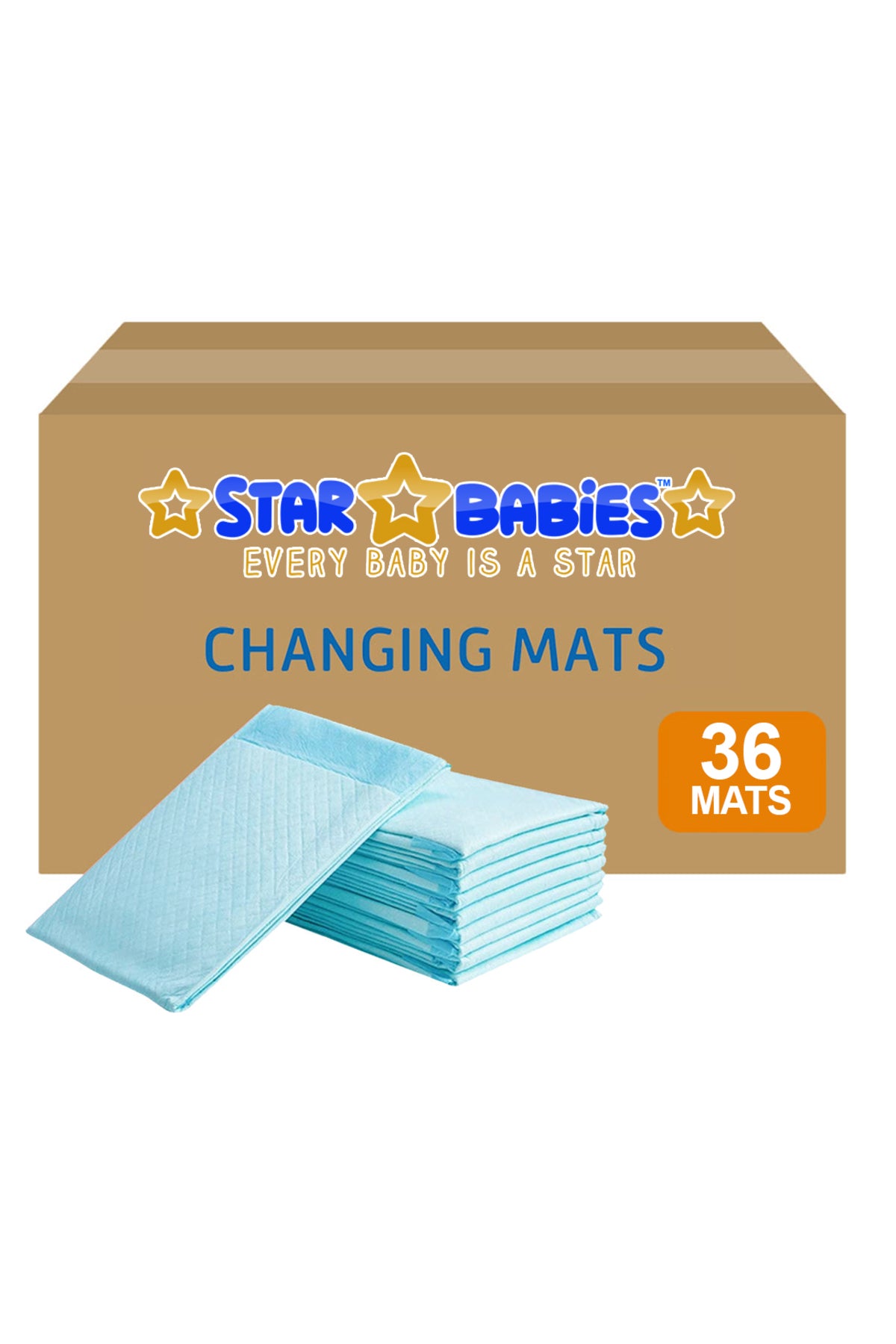 Star Babies - Disposable Changing mats (45x60cm) Large 36 Pcs - Packaging May Vary - Blue