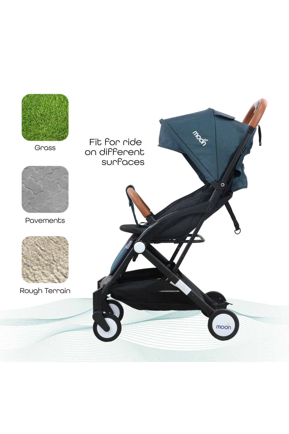MOON Ritzi - Cabin Stroller - Black/Blue Dots