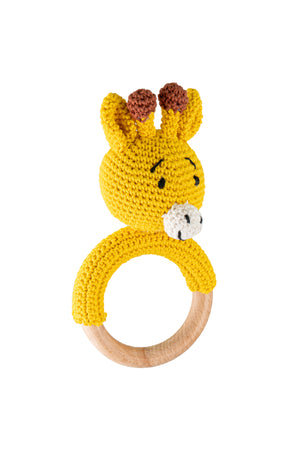 MOON Handcrafted Crochet Ring Rattle Toy-Giraffe