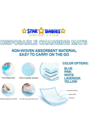Star Babies - Disposable Changing Mat - Pack of 40 - White