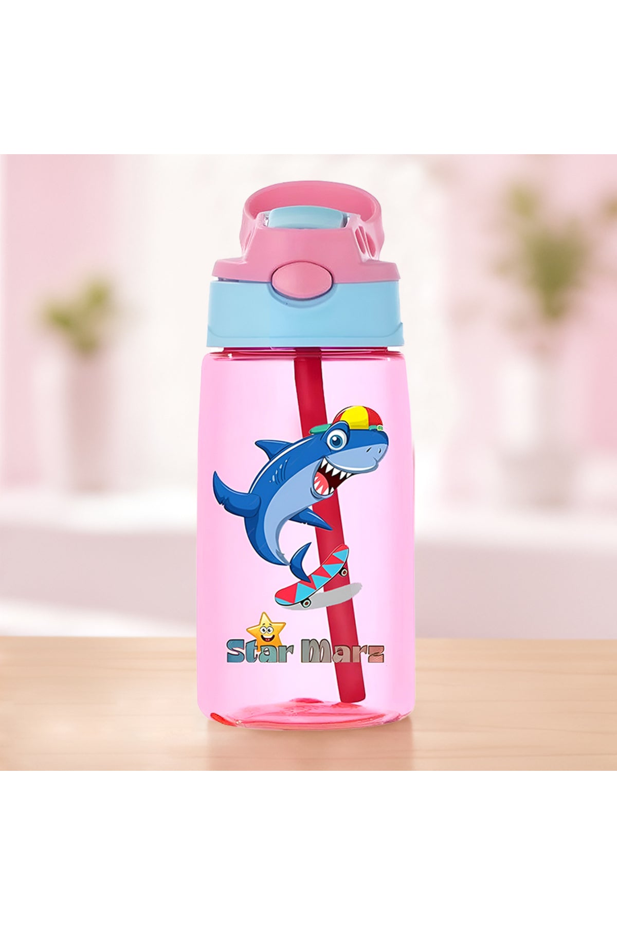 StarMarz Kids Sipper Water Bottle – Anti-Leak Cartoon Design For Girls – 480 Ml – Purple