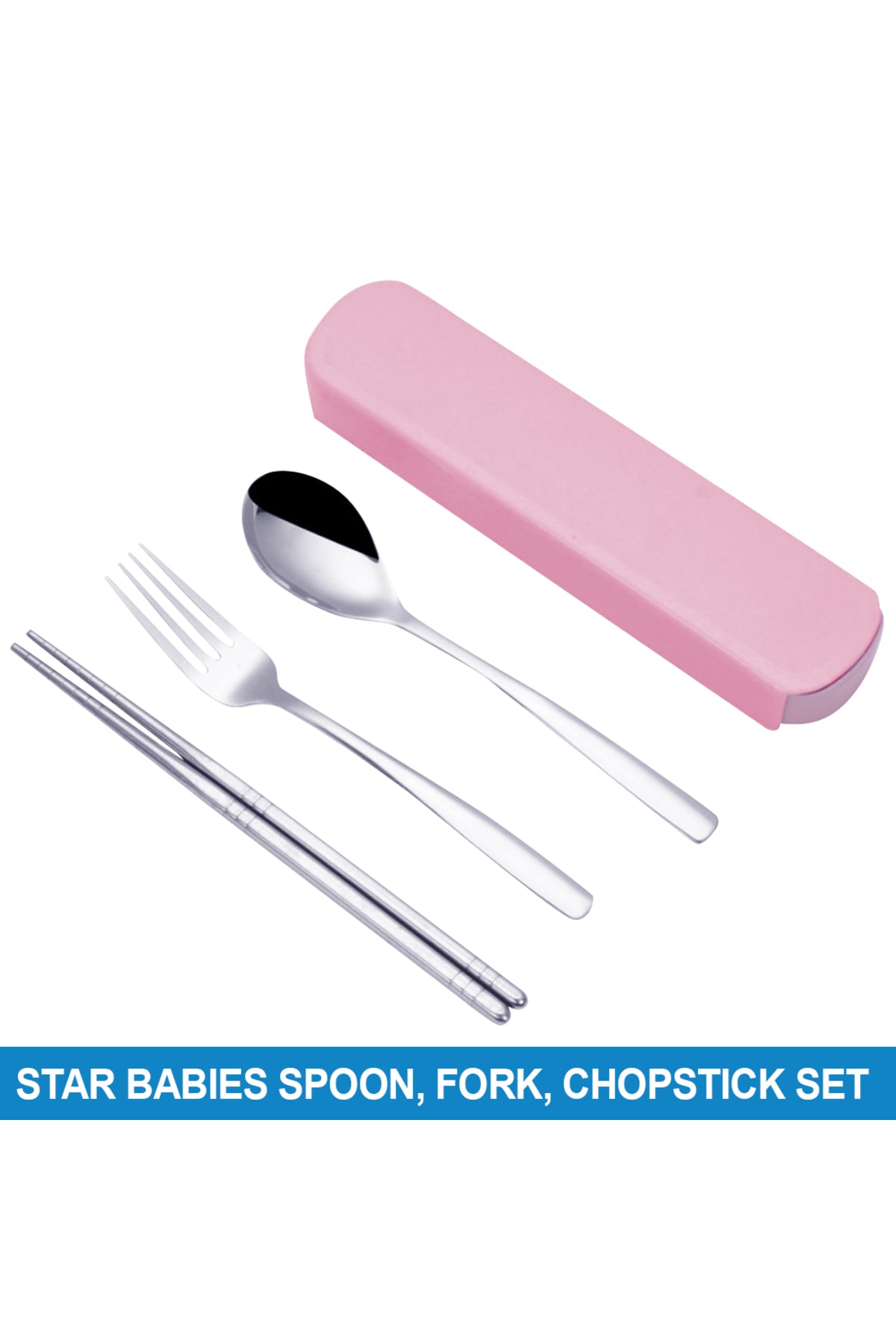 Star Babies - Spoon, Fork & Chopsticks Set - Pink