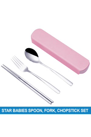 Star Babies - Spoon, Fork & Chopsticks Set - Pink