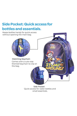 MOON Licensed Paw Patrol  3 in 1 Kids Trolley Set   - (16-Inch) Premium Kids School Bag with Lunch Bag & Pencil Case-Blue