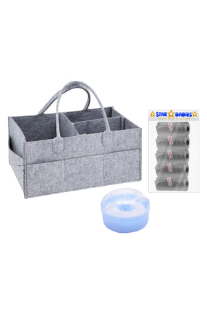 Star Babies - Caddy Diaper Organizer w/ Scented Bag - 75pcs & Powder Puff - Blue