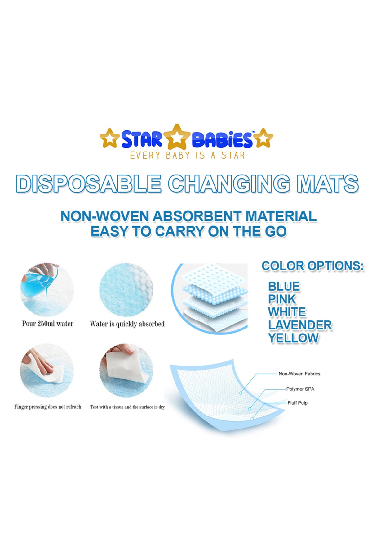 Star Babies - Changing Mats 300pcs, Bibs 300pcs and Scented Bag 15pcs with Refill - White