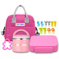 Star Babies 5-Piece Kids Lunch Set – Insulated Lunch Bag, Bento Lunch Box, Thermal Food Jar with Free Sandwich Cutter & Fruit Picks .