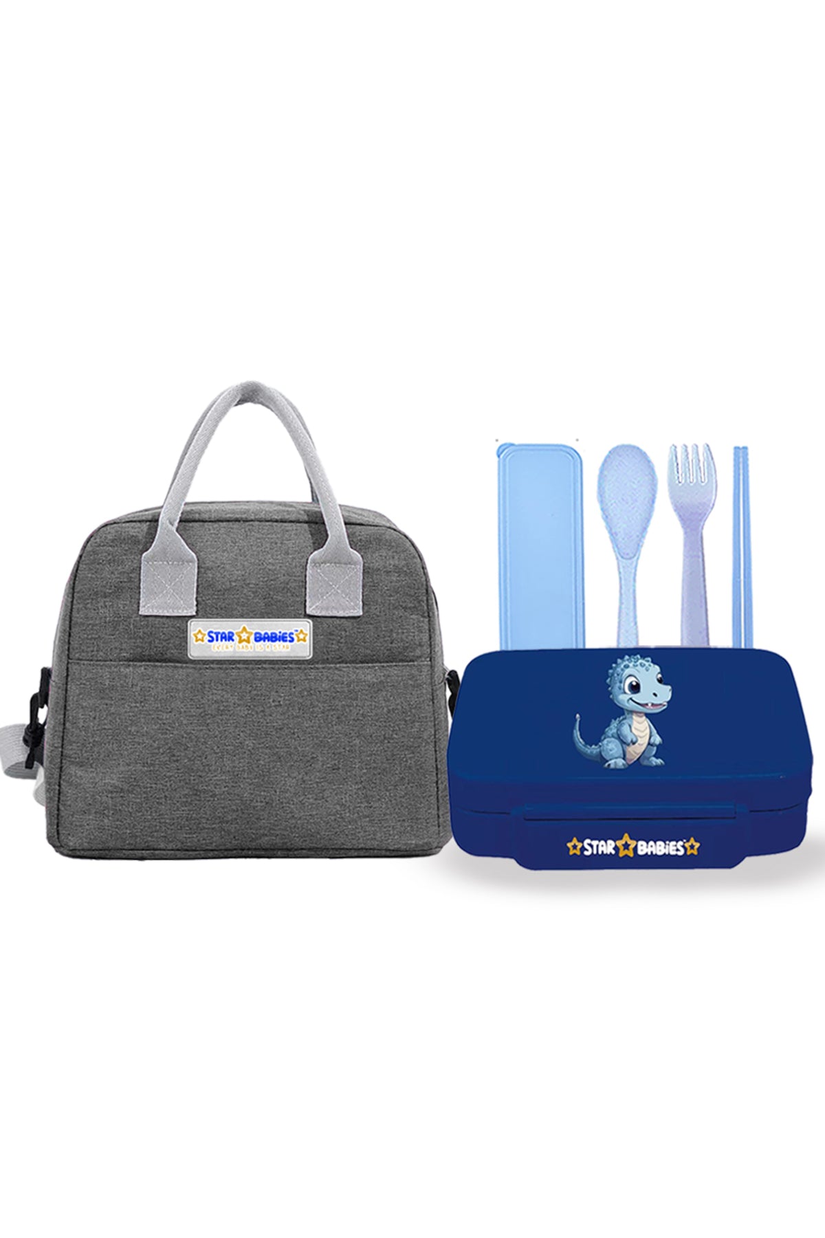 Star babies pack of 3 combo -Insulated lunch bag with lunch box and cuttley set.