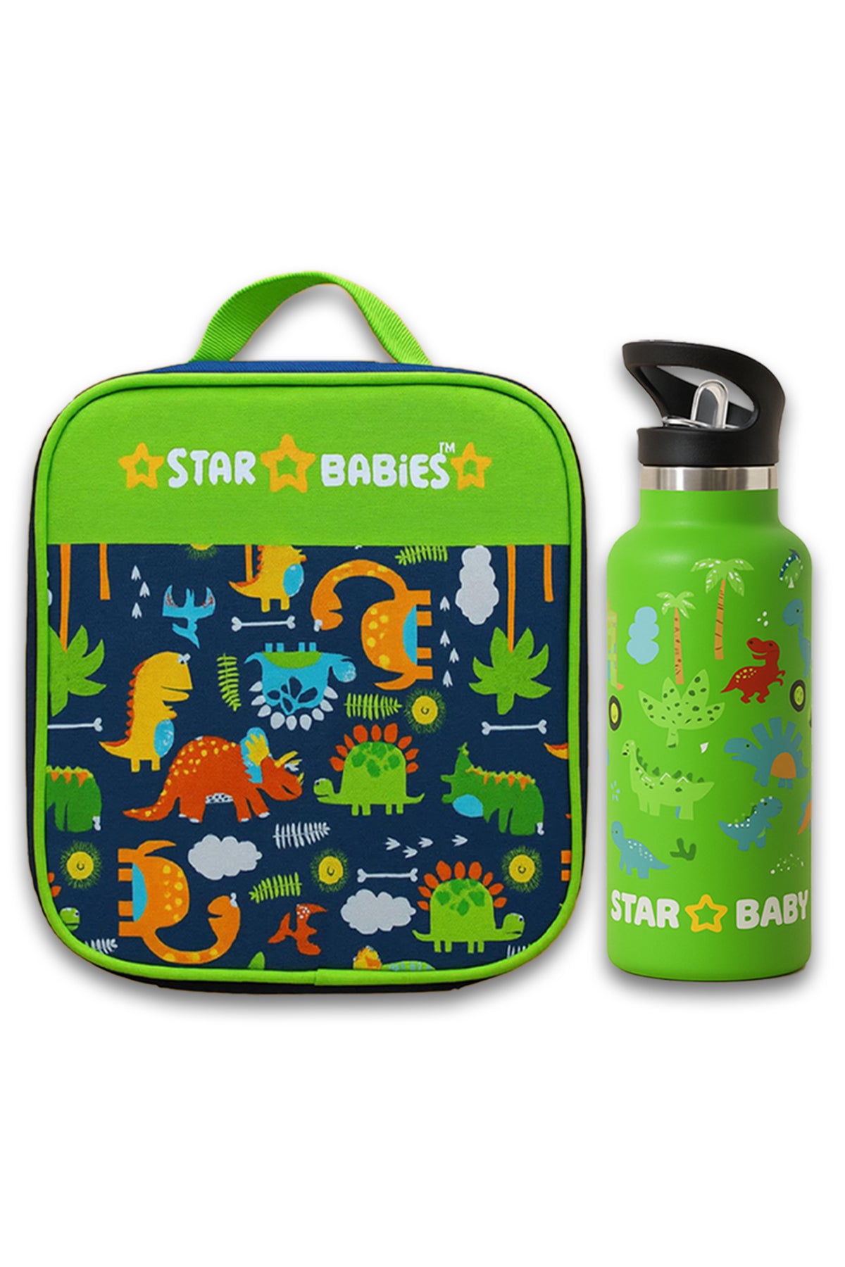 Star Babies - Bento Lunch Bag & Stainless Steel Water Bottle Set - Jungle - 2 Pcs