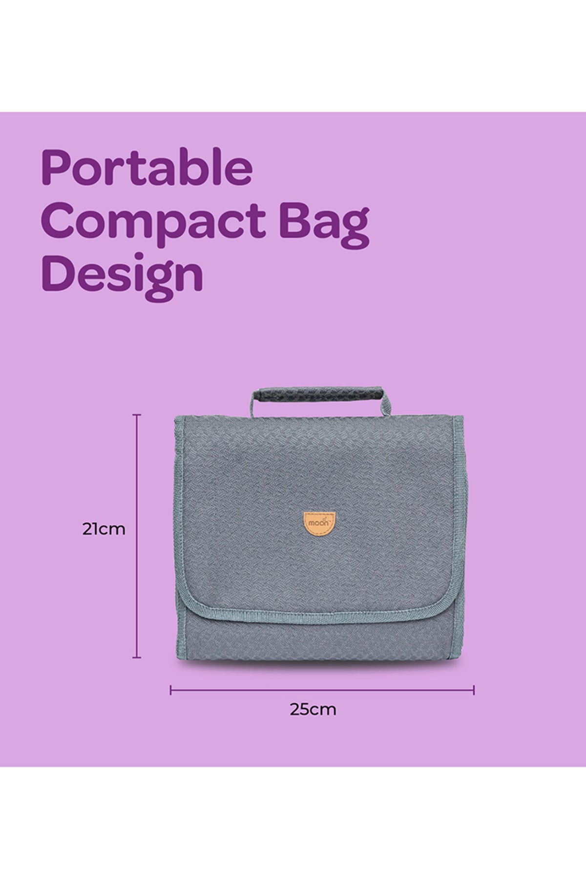 MOON Portable Diaper Changing Station -Waterproof Foldable Baby Travel Changing Bag kit -Light Grey