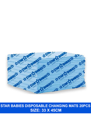Star Babies - Disposable Changing Mats - Blue - 33x45 cm - 20 Pcs