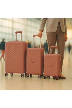 ELITE 3-Piece Hard-Shell Luggage Set (20/24/28) – Lightweight Spinner Suitcase – Rose Gold