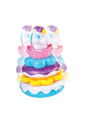 Little Learners Magical Unicorn Stacking Rings - Electronic Rings, Wobbly Base, Sing Along, 12M+