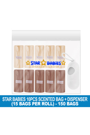 Star Babies - Scented Nappy Bag 150pcs w/ Dispenser - Ivory/Brown