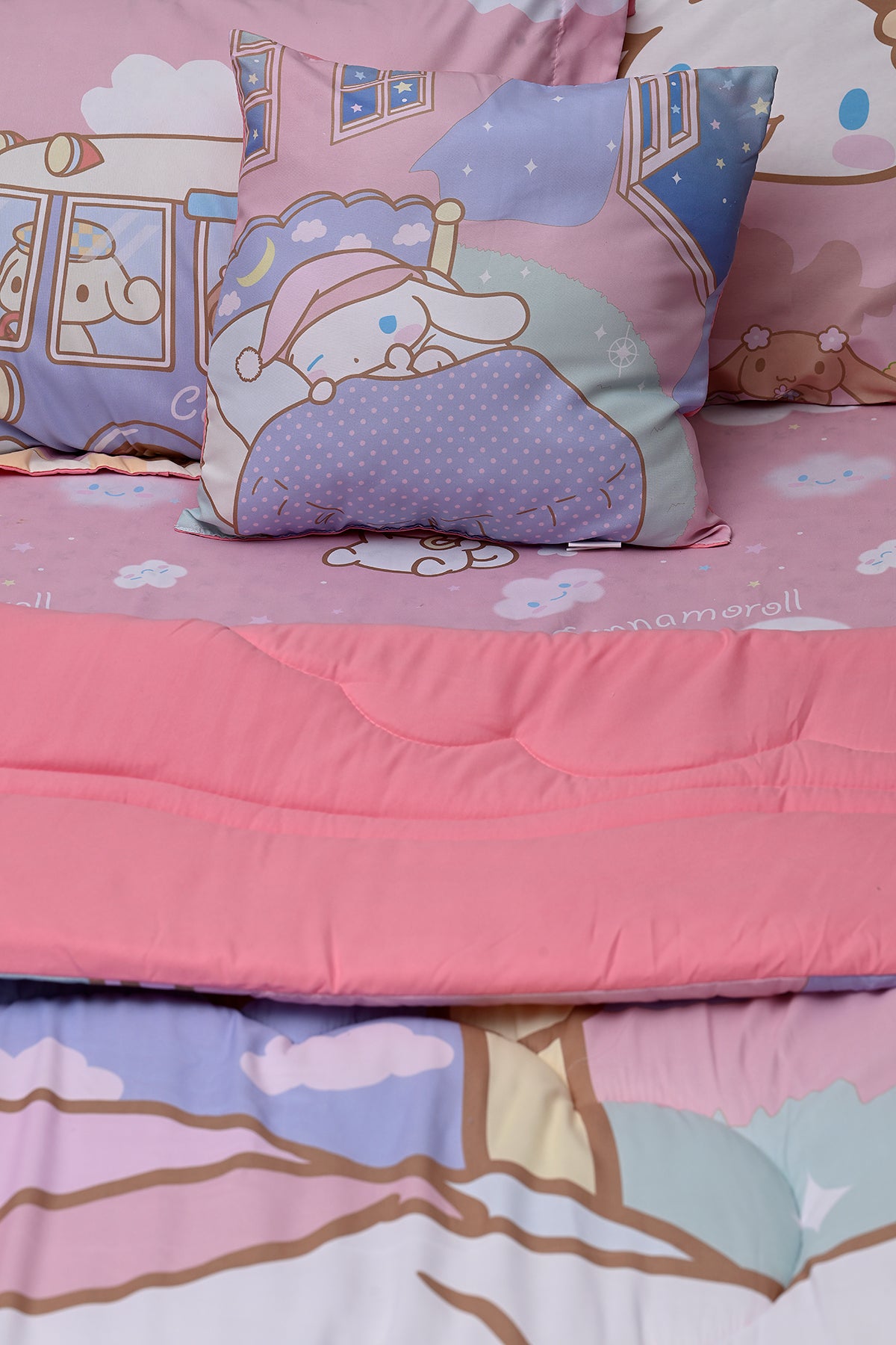 Cinnamoroll 5-In-1 Comforter Set , Brushed Microfiber With Polyester Shell– Multicolor
