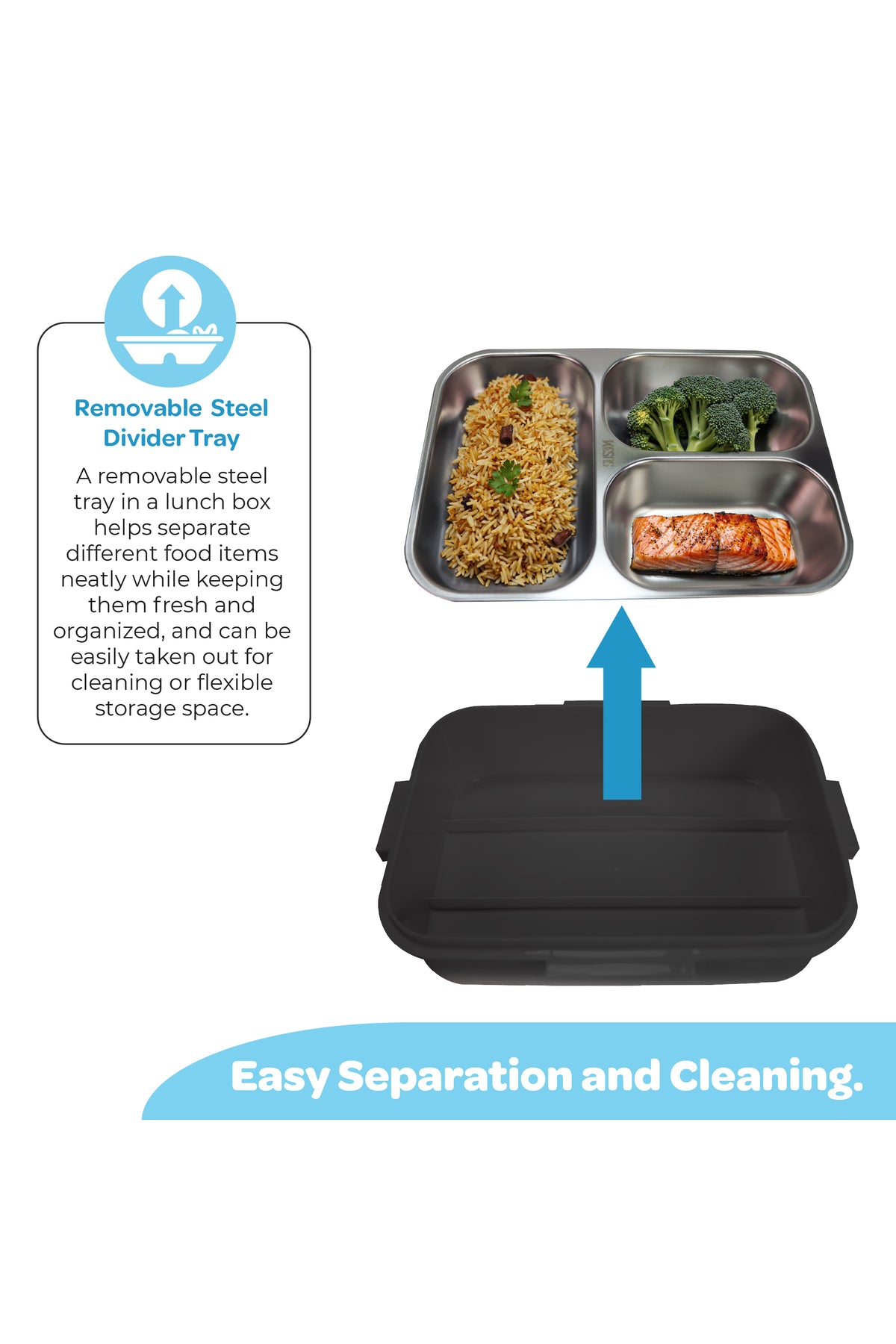 MOON Kids Lunch Box | PP + Stainless Steel Insulated Tiffin Box | Leak-Proof, BPA-Free, Durable School Lunch Box for Boys & Girls | Easy Open Clips | Food Safe Eco-Friendly Kids Meal Box