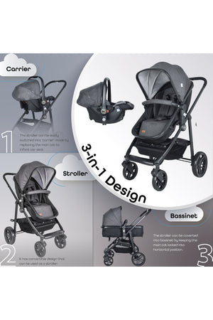 MOON Tres 3 in 1  Travel System - Grey